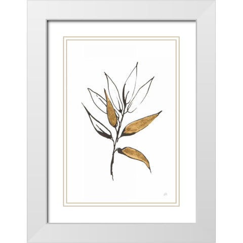 Leafed VI White Modern Wood Framed Art Print with Double Matting by Paschke, Chris