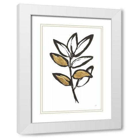 Leafed IX White Modern Wood Framed Art Print with Double Matting by Paschke, Chris
