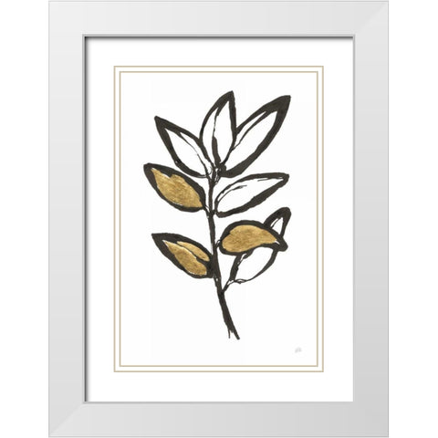 Leafed IX White Modern Wood Framed Art Print with Double Matting by Paschke, Chris