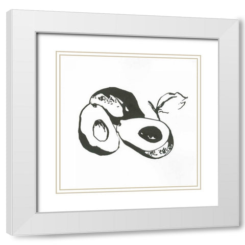 Avacado II BW White Modern Wood Framed Art Print with Double Matting by Paschke, Chris