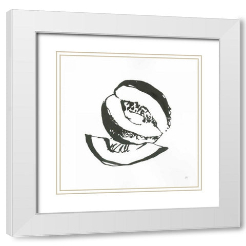 Cantaloupe I BW White Modern Wood Framed Art Print with Double Matting by Paschke, Chris