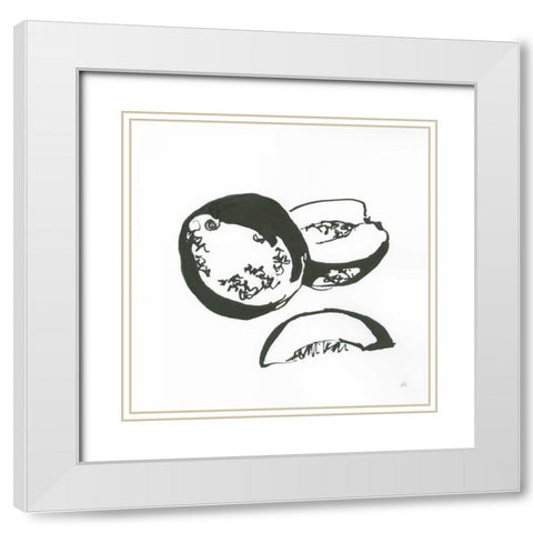 Cantaloupe II BW White Modern Wood Framed Art Print with Double Matting by Paschke, Chris