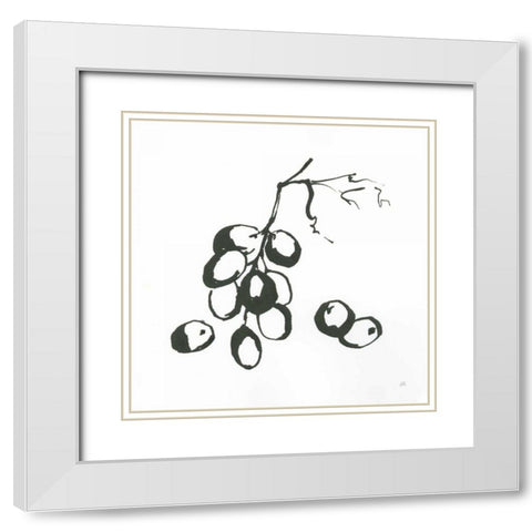 Grapes I BW White Modern Wood Framed Art Print with Double Matting by Paschke, Chris