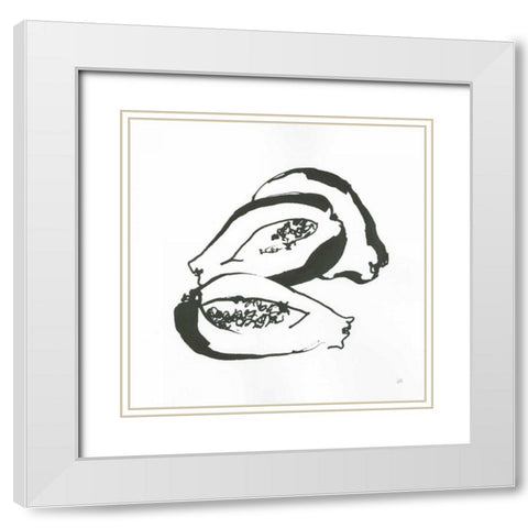 Papaya BW White Modern Wood Framed Art Print with Double Matting by Paschke, Chris