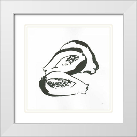 Papaya BW White Modern Wood Framed Art Print with Double Matting by Paschke, Chris