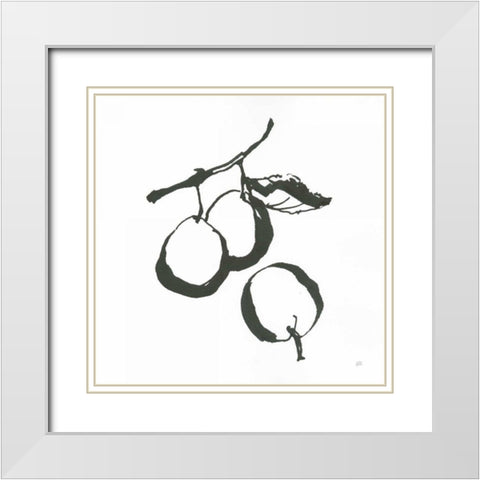 Plums II BW White Modern Wood Framed Art Print with Double Matting by Paschke, Chris