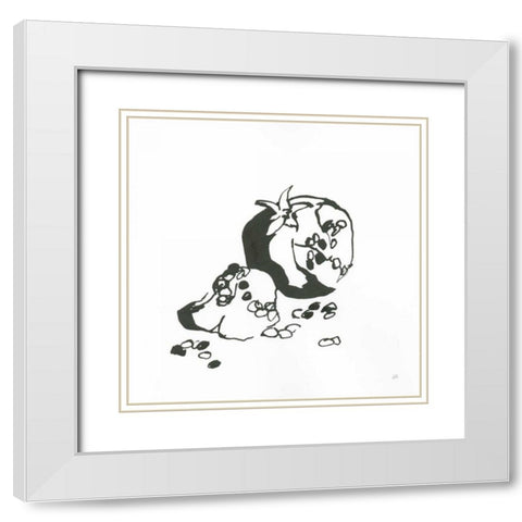 Pomegranate I BW White Modern Wood Framed Art Print with Double Matting by Paschke, Chris