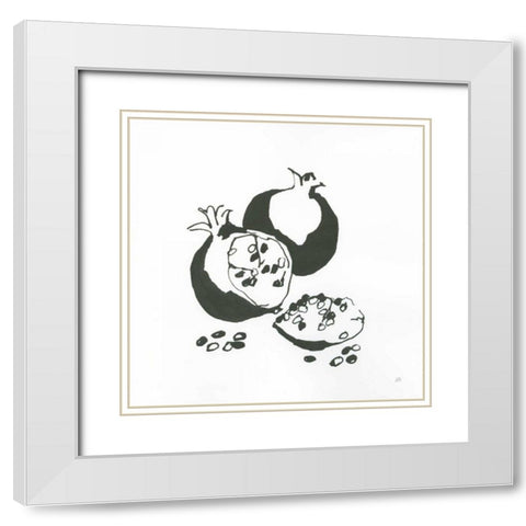 Pomegranate II BW White Modern Wood Framed Art Print with Double Matting by Paschke, Chris