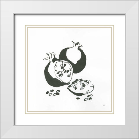 Pomegranate II BW White Modern Wood Framed Art Print with Double Matting by Paschke, Chris
