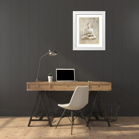 Peace of the Buddha White Modern Wood Framed Art Print with Double Matting by Nai, Danhui