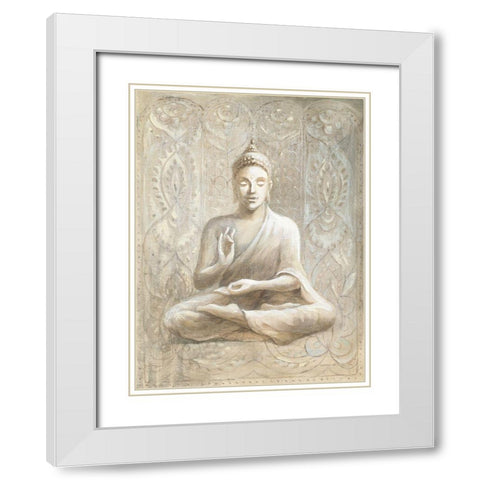 Peace of the Buddha White Modern Wood Framed Art Print with Double Matting by Nai, Danhui