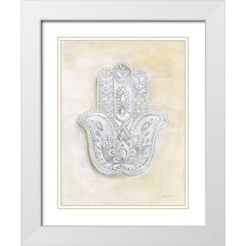 Spirit of Hamsa White Modern Wood Framed Art Print with Double Matting by Nai, Danhui