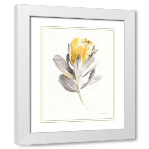 Spirit Flower I White Modern Wood Framed Art Print with Double Matting by Nai, Danhui