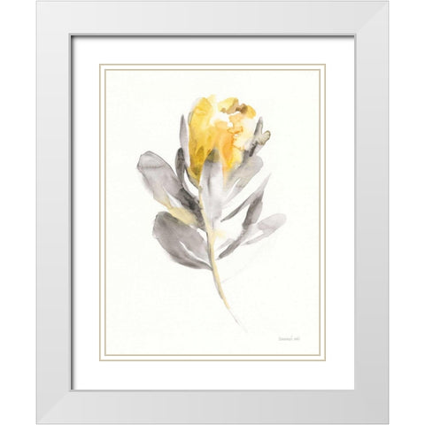 Spirit Flower I White Modern Wood Framed Art Print with Double Matting by Nai, Danhui