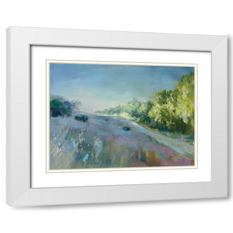 Sunrise Meadow White Modern Wood Framed Art Print with Double Matting by Nai, Danhui