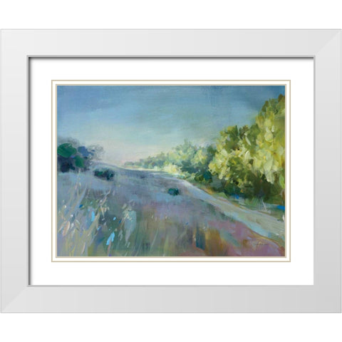 Sunrise Meadow White Modern Wood Framed Art Print with Double Matting by Nai, Danhui