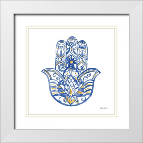 Hamsa I White Modern Wood Framed Art Print with Double Matting by Zaman, Farida