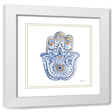 Hamsa II White Modern Wood Framed Art Print with Double Matting by Zaman, Farida