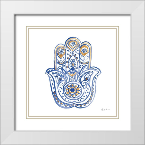 Hamsa II White Modern Wood Framed Art Print with Double Matting by Zaman, Farida