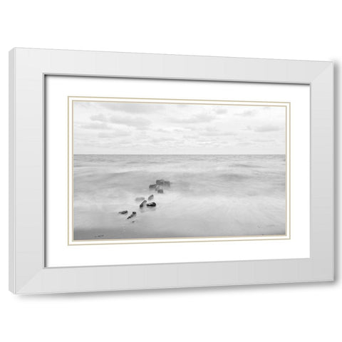 Ends and Beginnings White Modern Wood Framed Art Print with Double Matting by Aledanda