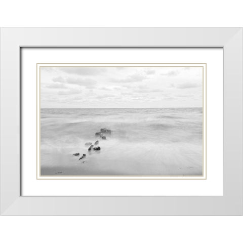 Ends and Beginnings White Modern Wood Framed Art Print with Double Matting by Aledanda