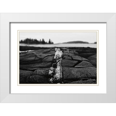 Fissures in Maine White Modern Wood Framed Art Print with Double Matting by Aledanda
