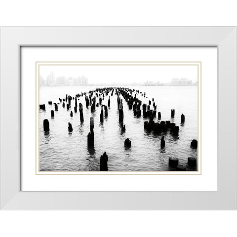 Memory Piers White Modern Wood Framed Art Print with Double Matting by Aledanda