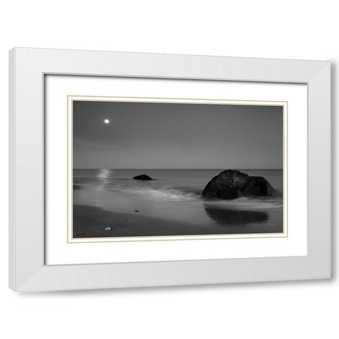Summer Moon White Modern Wood Framed Art Print with Double Matting by Aledanda