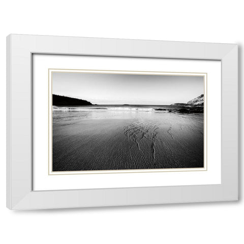 Tide Going Out White Modern Wood Framed Art Print with Double Matting by Aledanda