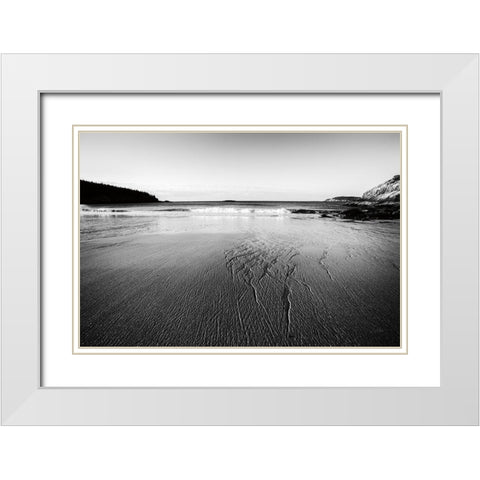Tide Going Out White Modern Wood Framed Art Print with Double Matting by Aledanda
