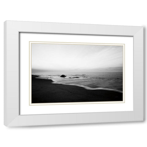 Tranquil Sands White Modern Wood Framed Art Print with Double Matting by Aledanda