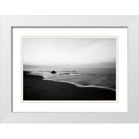 Tranquil Sands White Modern Wood Framed Art Print with Double Matting by Aledanda