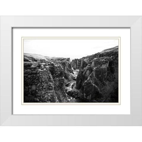 Fjadrargljufur White Modern Wood Framed Art Print with Double Matting by Marshall, Laura