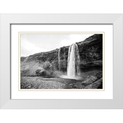 Seljalandsfoss White Modern Wood Framed Art Print with Double Matting by Marshall, Laura