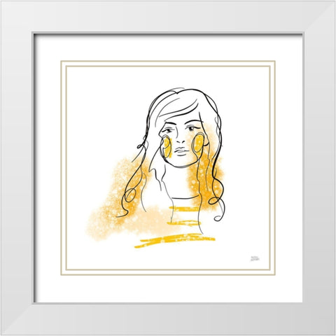 Feminine Ink I White Modern Wood Framed Art Print with Double Matting by Averinos, Melissa