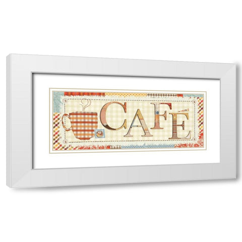 Patchwork Cafe I White Modern Wood Framed Art Print with Double Matting by Pela Studio
