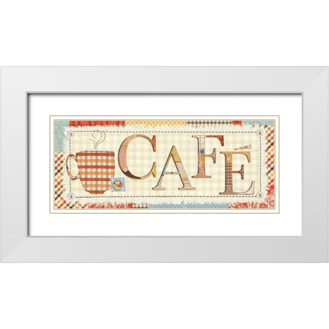 Patchwork Cafe I White Modern Wood Framed Art Print with Double Matting by Pela Studio
