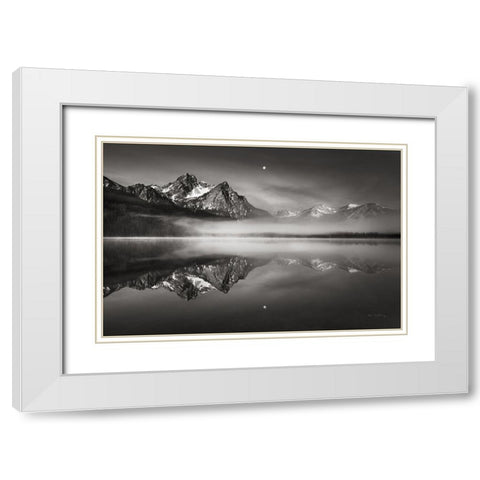 Moonset on McGown Peak White Modern Wood Framed Art Print with Double Matting by Majchrowicz, Alan