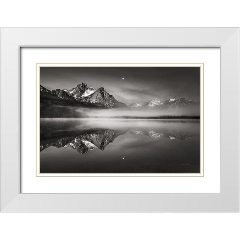 Moonset on McGown Peak White Modern Wood Framed Art Print with Double Matting by Majchrowicz, Alan