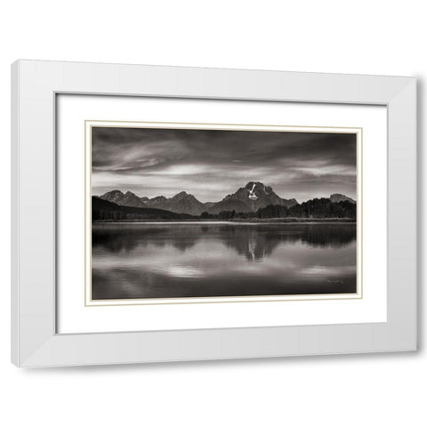 Oxbow Bend Sunrise White Modern Wood Framed Art Print with Double Matting by Majchrowicz, Alan