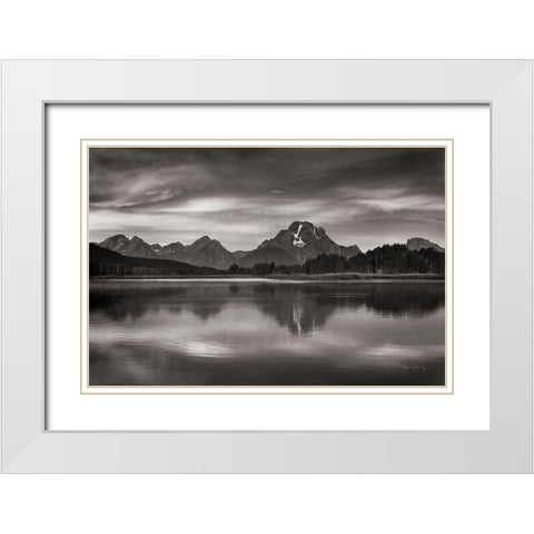 Oxbow Bend Sunrise White Modern Wood Framed Art Print with Double Matting by Majchrowicz, Alan