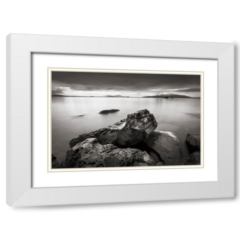 Samish Bay White Modern Wood Framed Art Print with Double Matting by Majchrowicz, Alan