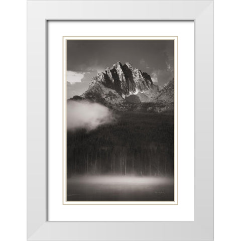 Little Redfish Lake Mist I White Modern Wood Framed Art Print with Double Matting by Majchrowicz, Alan