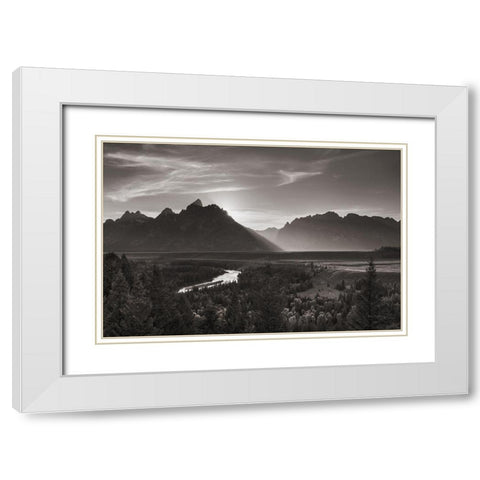 Snake River Overlook Grant Teton National Park  White Modern Wood Framed Art Print with Double Matting by Majchrowicz, Alan