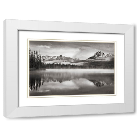 Little Redfish Lake Morning I White Modern Wood Framed Art Print with Double Matting by Majchrowicz, Alan