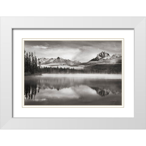 Little Redfish Lake Morning I White Modern Wood Framed Art Print with Double Matting by Majchrowicz, Alan
