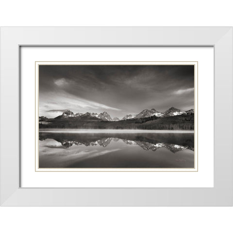 Little Redfish Lake Morning II White Modern Wood Framed Art Print with Double Matting by Majchrowicz, Alan