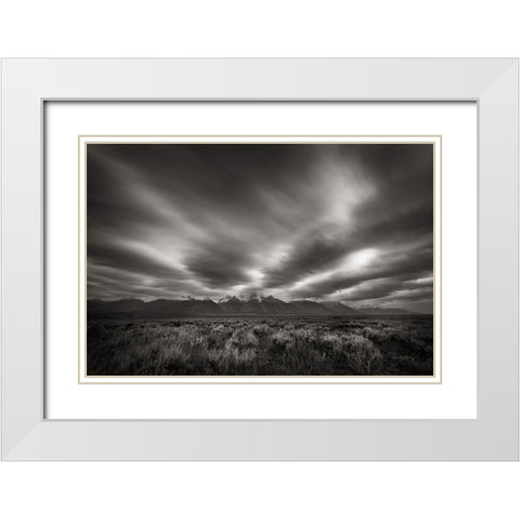 Teton Sky White Modern Wood Framed Art Print with Double Matting by Majchrowicz, Alan