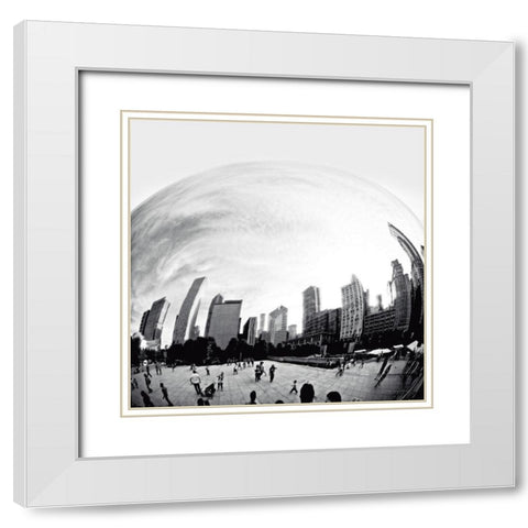 The Bean Chicago Bold Sq White Modern Wood Framed Art Print with Double Matting by Van Swearingen, Debra