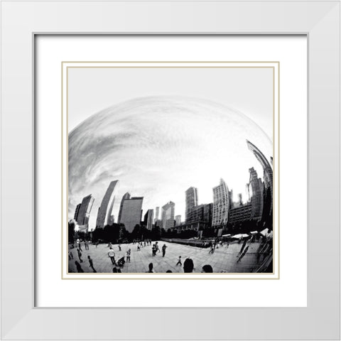 The Bean Chicago Bold Sq White Modern Wood Framed Art Print with Double Matting by Van Swearingen, Debra